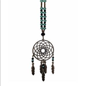 Teal Boho Dreamcatcher Necklace